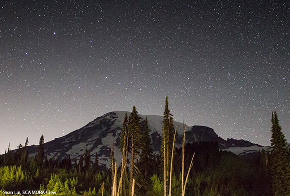 View of the Starry Night Sky from SCA Mount Rainier Crew