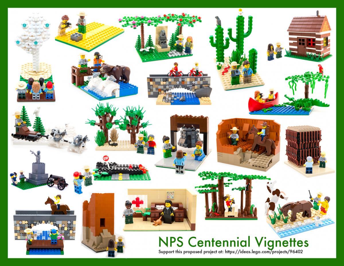 All 20 of the Gavin Gardner's National Park Service LEGO vignettes. 