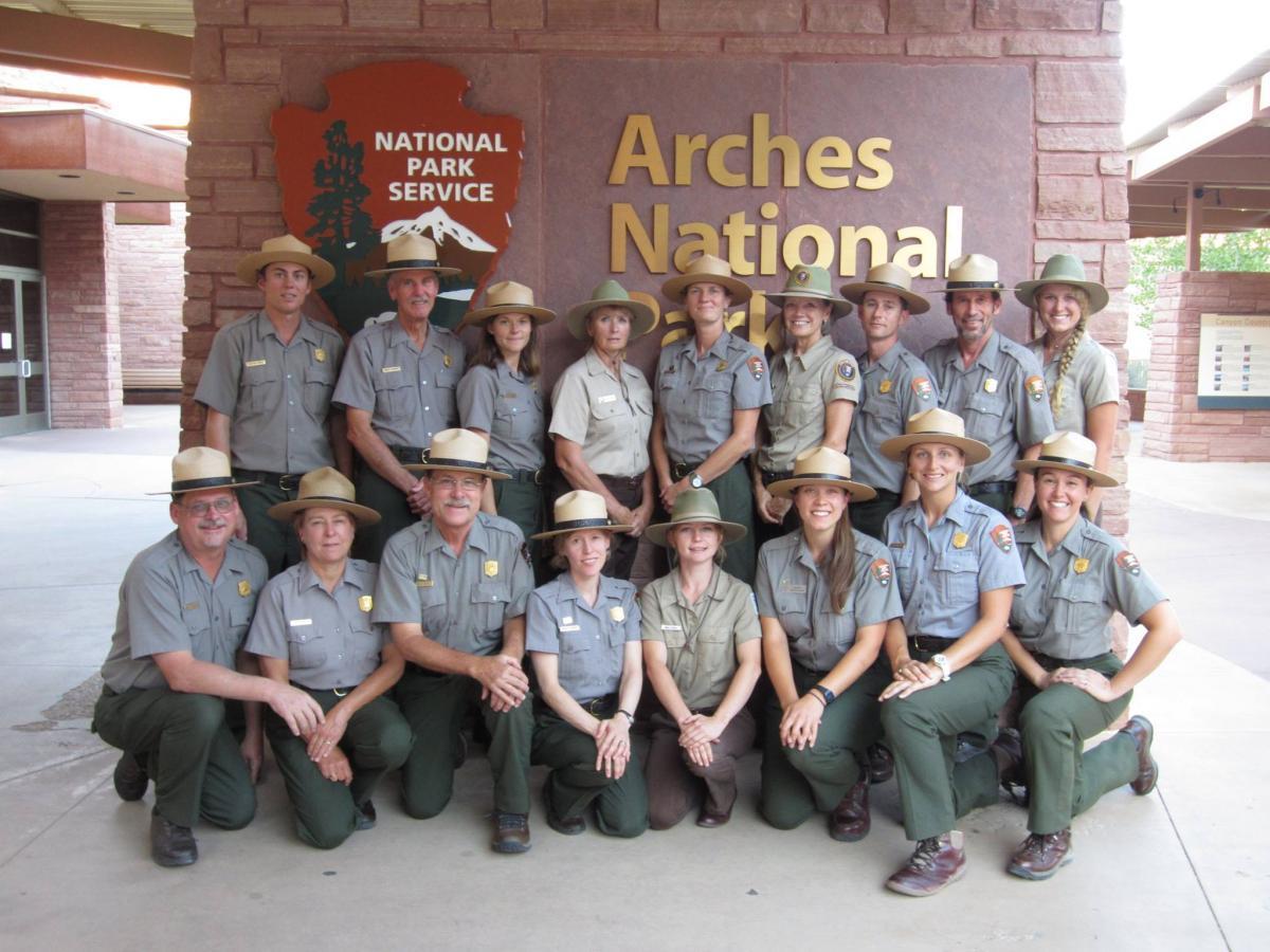 The team of Interpretive Rangers that SCA alum Lauren Ray worked with at Arches National Park 