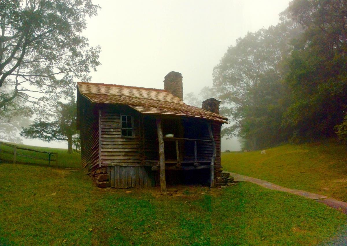 Brinegar Cabin, a traditional Appalachian Homestead preserved by NPS on the Blue Ridge Parkway. 