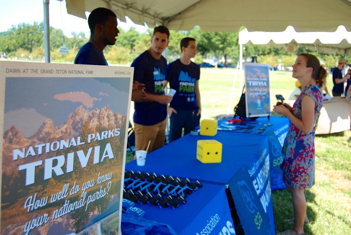SCA Centennial Volunteer Ambassador Jacob Breslin Quizzes Visitors on National Parks Trivia