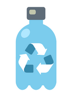 Digital illustration of a reusable water bottle using shades of blue, white, and gray.