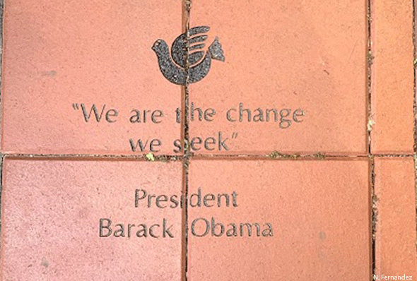 Obama Quote in brick